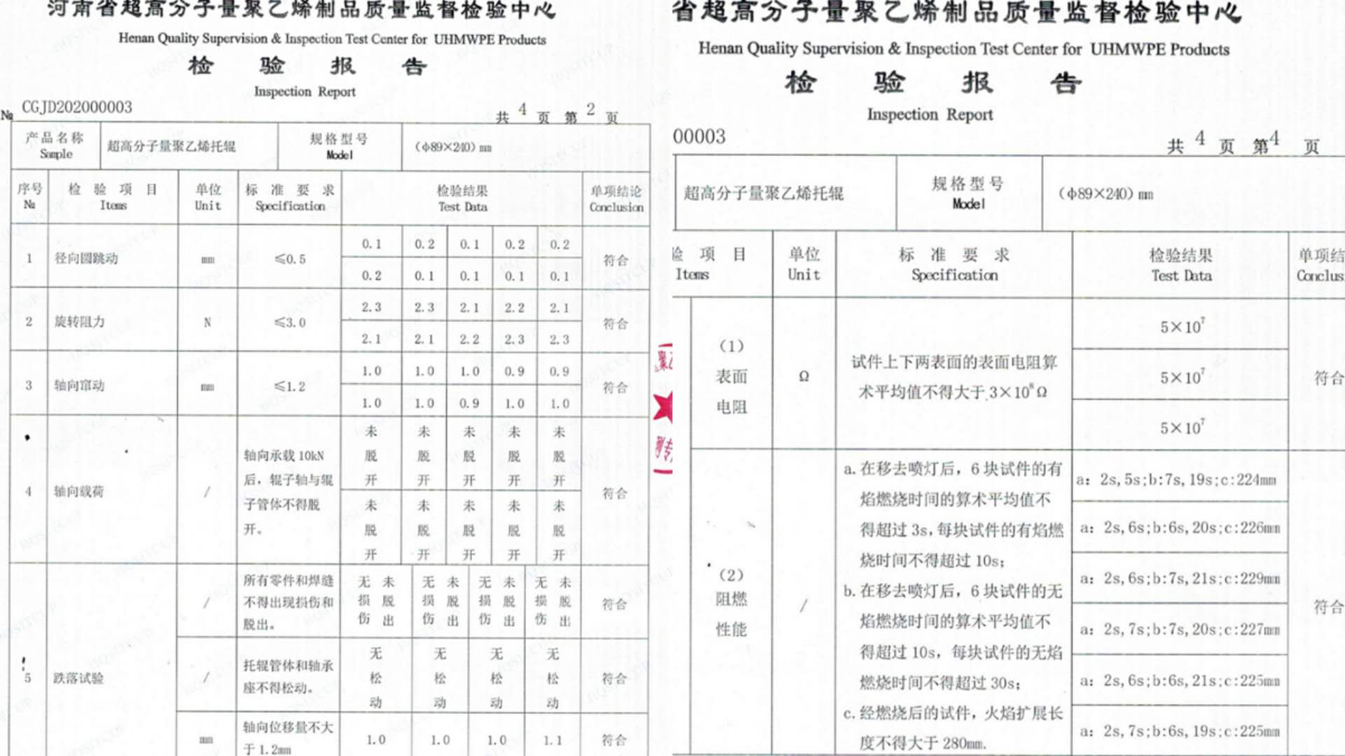 托輥系列產(chǎn)品檢測報(bào)告